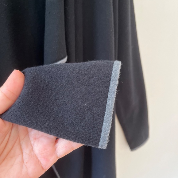 J. McLaughlin Sz L Black Gray Cardigan Sweater Open Cascade Soft Knit - Picture 5 of 9